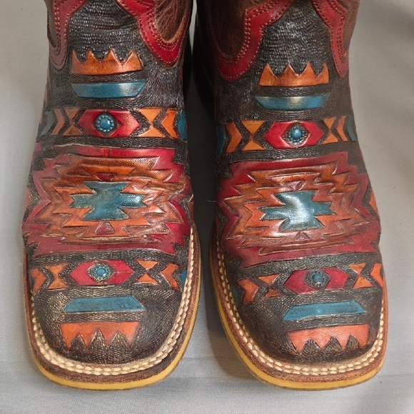 Tin Haul SOUTH BY SW Brown Leather Western Boots with WOLF SOLE 7.5 - Picture 3 of 7